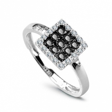 ﻿pierścionek ﻿białe złoto ﻿czarne diamenty