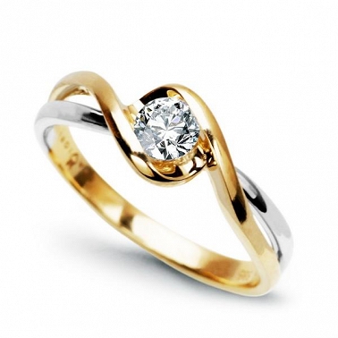 ﻿pierścionek z brylantem ﻿żółte i białe złoto