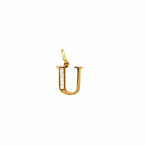 Złota literka U z cyrkoniami