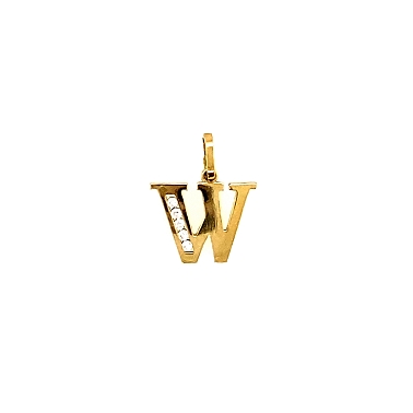 Złota literka W z cyrkoniami 