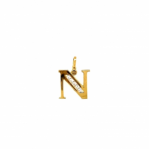 Złota literka N z cyrkoniami 