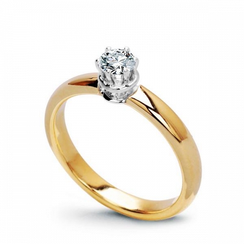 ﻿pierścionek ﻿żółte i białe złoto 750/18k ﻿i diament