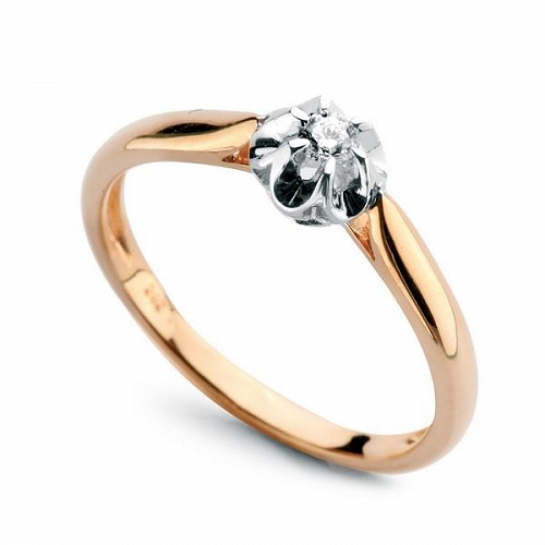 ﻿pierścionek klasyk, złoto 585/14k ﻿i diament