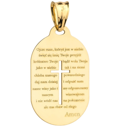 Medalik z modlitwą Ojcze Nasz złoto 585/14k
