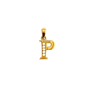 Złota literka P z cyrkoniami 