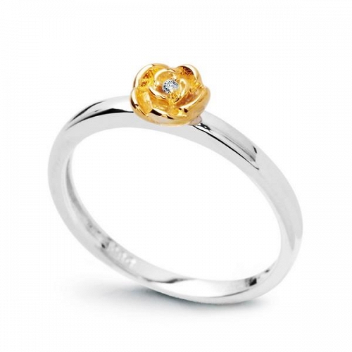 ﻿pierścionek ﻿żółte i białe złoto 585/14k ﻿i diament