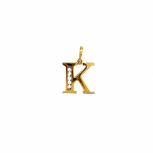 Literka złota K z cyrkoniami 