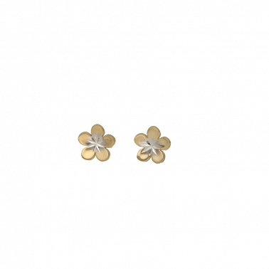 ﻿kolczyki kwiatki ze sztyftem ﻿żółte i białe złoto 585/14k 