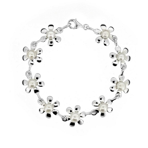 ﻿bransoletka srebrna ﻿W2373 naturalne perły 